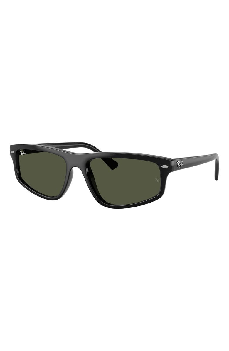 Ray-Ban 59mm Irregular Sunglasses, Alternate, color, Black / Green
