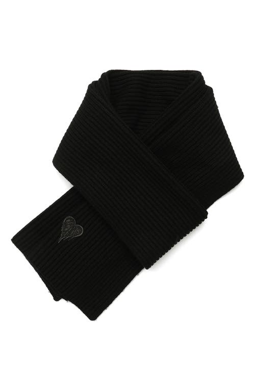 Allsaints Heart Logo Scarf In Black