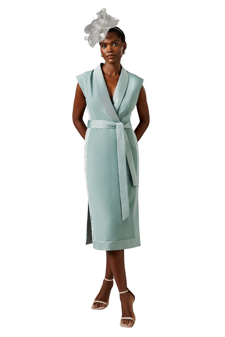 Tux Satin Midi Dress, Main, color, Sage