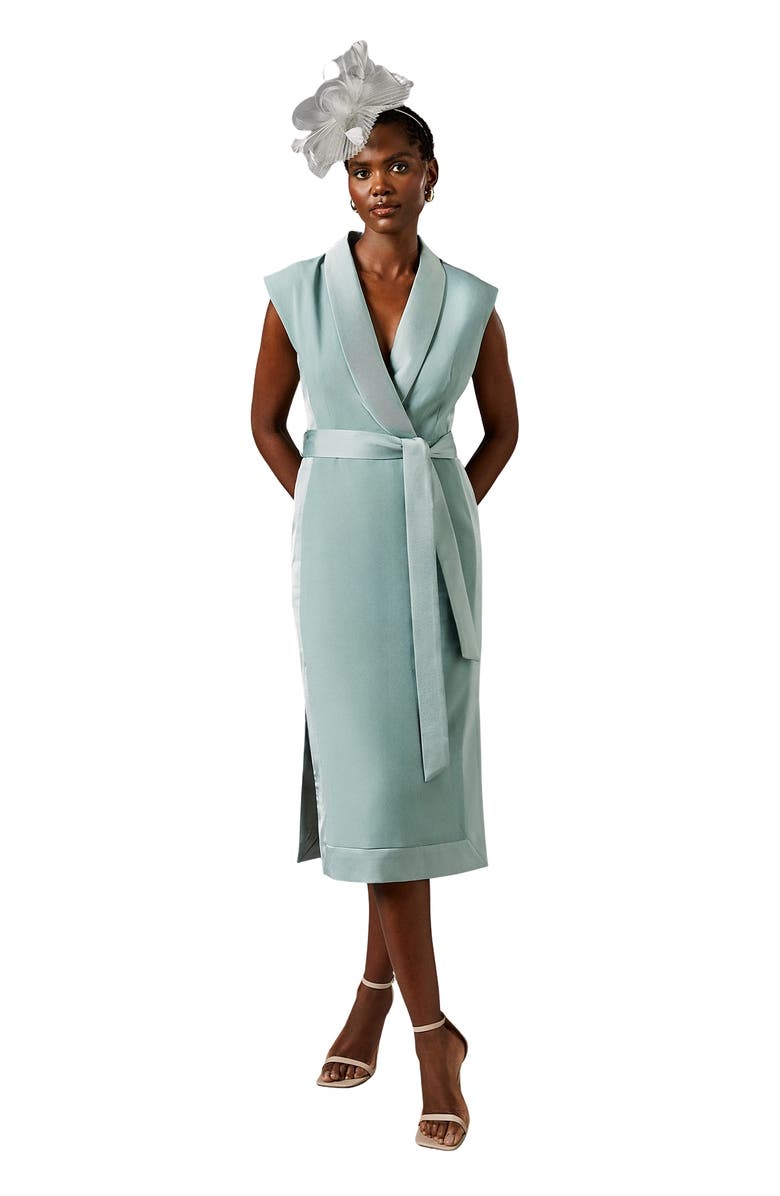 Coast Tux Satin Midi Dress, Main, color, Sage