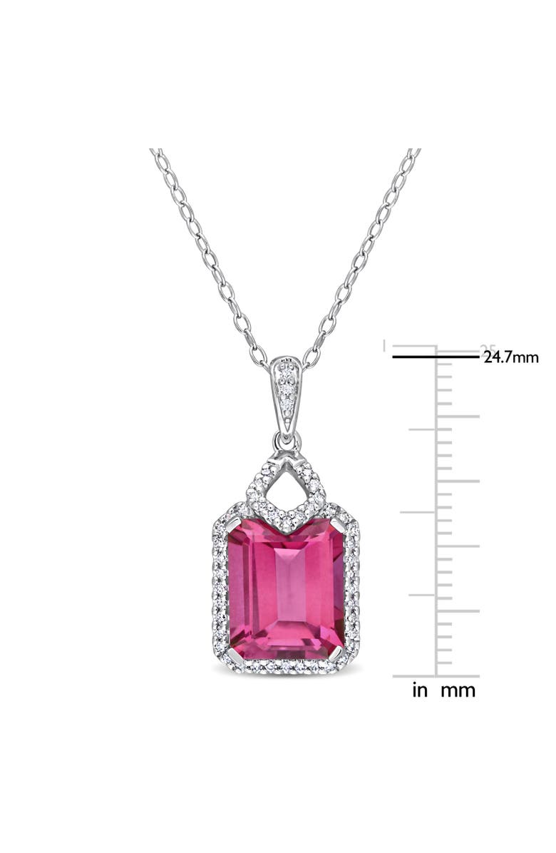 Julianna B. Pink Topaz & Diamond Halo Necklace, Alternate, color,