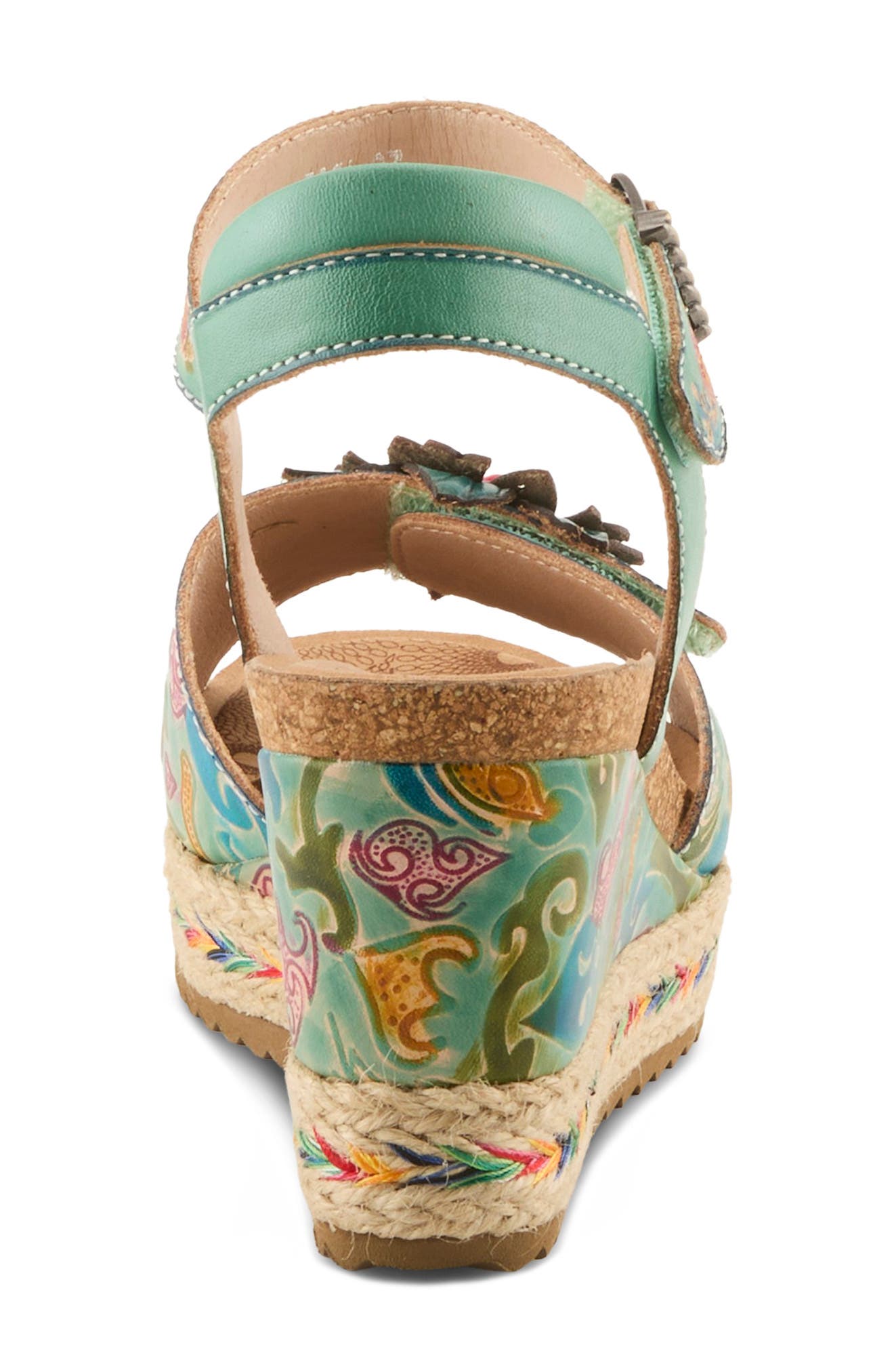 L'Artiste by Spring Step Boca Espadrille Ankle Strap Platform Wedge Sandal, Alternate, color, Mint Green Multi