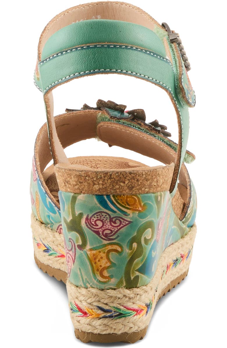L'Artiste by Spring Step Boca Espadrille Ankle Strap Platform Wedge Sandal, Alternate, color, Mint Green Multi