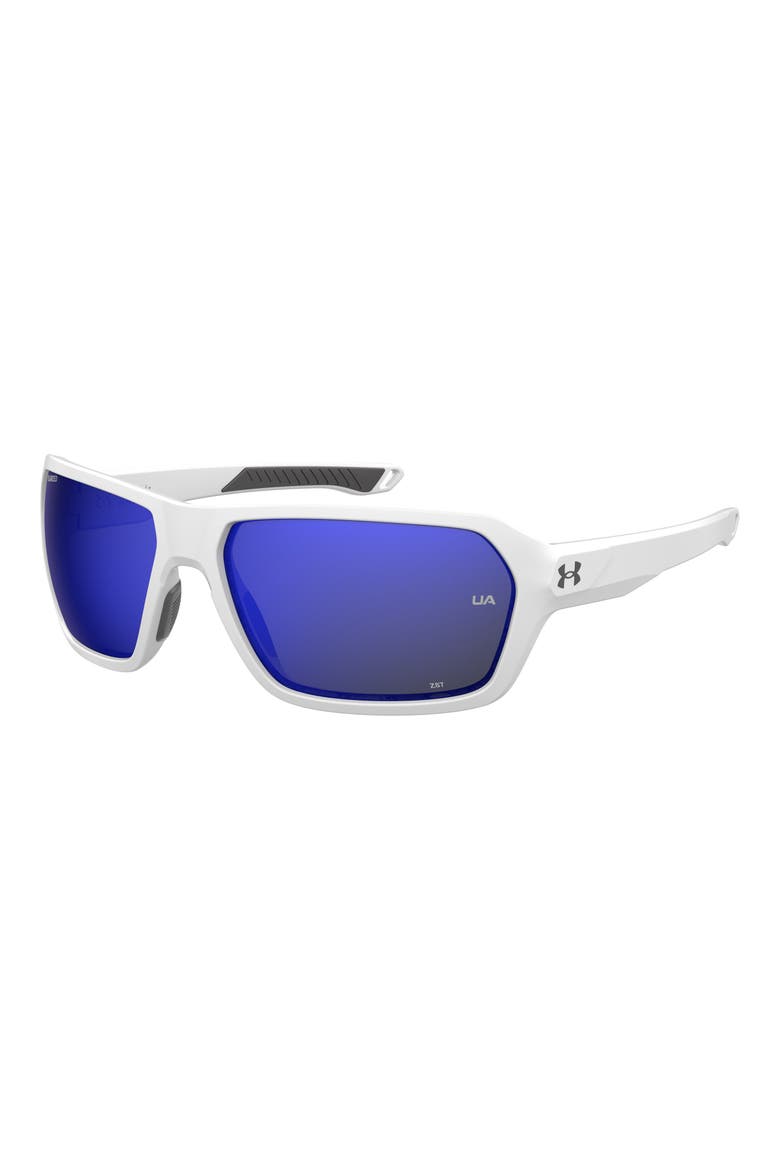 64mm Gradient Polarized Rectangular Sunglasses, Alternate, color, MATT WHITE