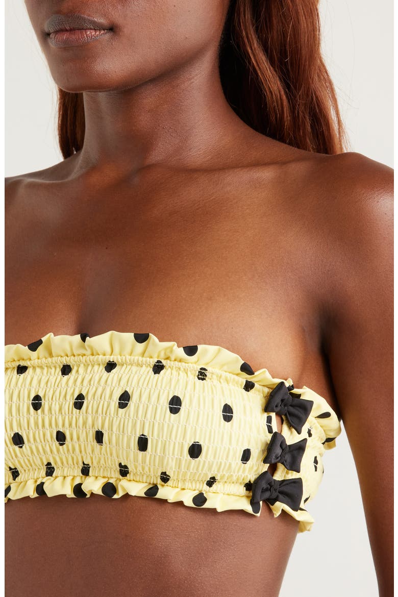 Jessie Shirred Bow Bikini Top, Alternate, color, YELLOW