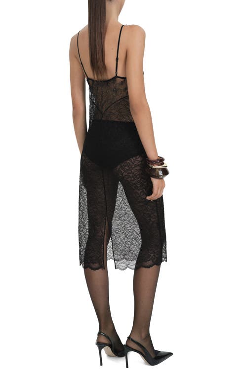 Mango Guipure Slip Dress Black In Black