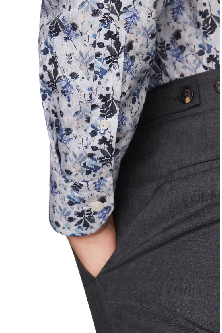 Men's Contemporary Fit Floral Dress Shirt, Alternate, color, LT/PASTEL BLUE