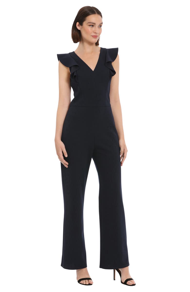 DONNA MORGAN FOR MAGGY V-Neck Ruffle Jumpsuit, Alternate, color, 