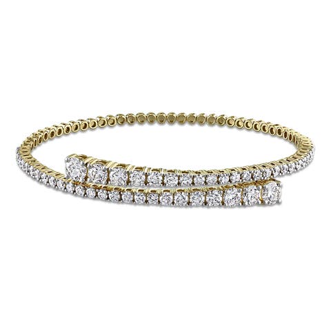 Graduated Diamond Bypass Bangle 14k