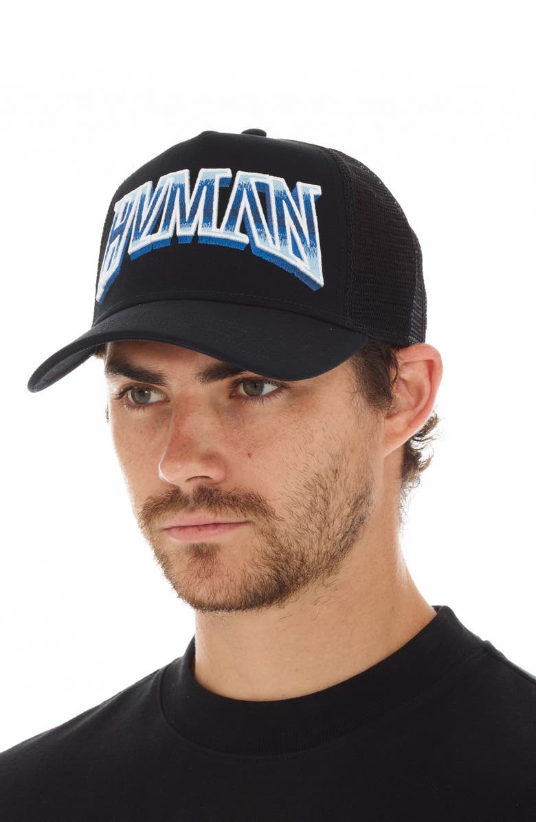 HVMAN Logo Mesh Trucker Hat, Alternate, color, Black