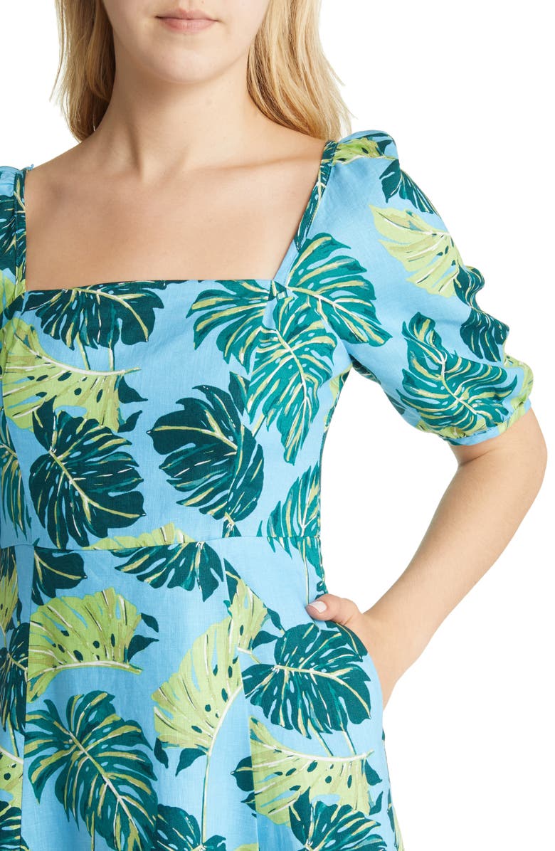 Draper James June Floral Linen Midi Dress, Alternate, color, 