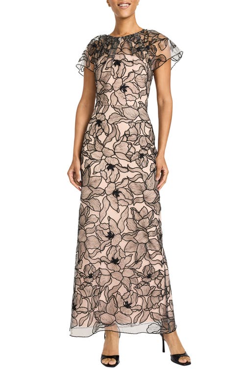 Maggy London Illusion Mesh Gown In Multi
