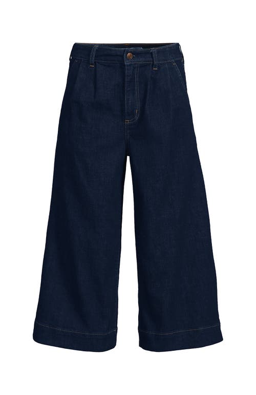 Lands' End Plus Size Denim Mid Rise Wide Leg Culotte Jeans In Blue