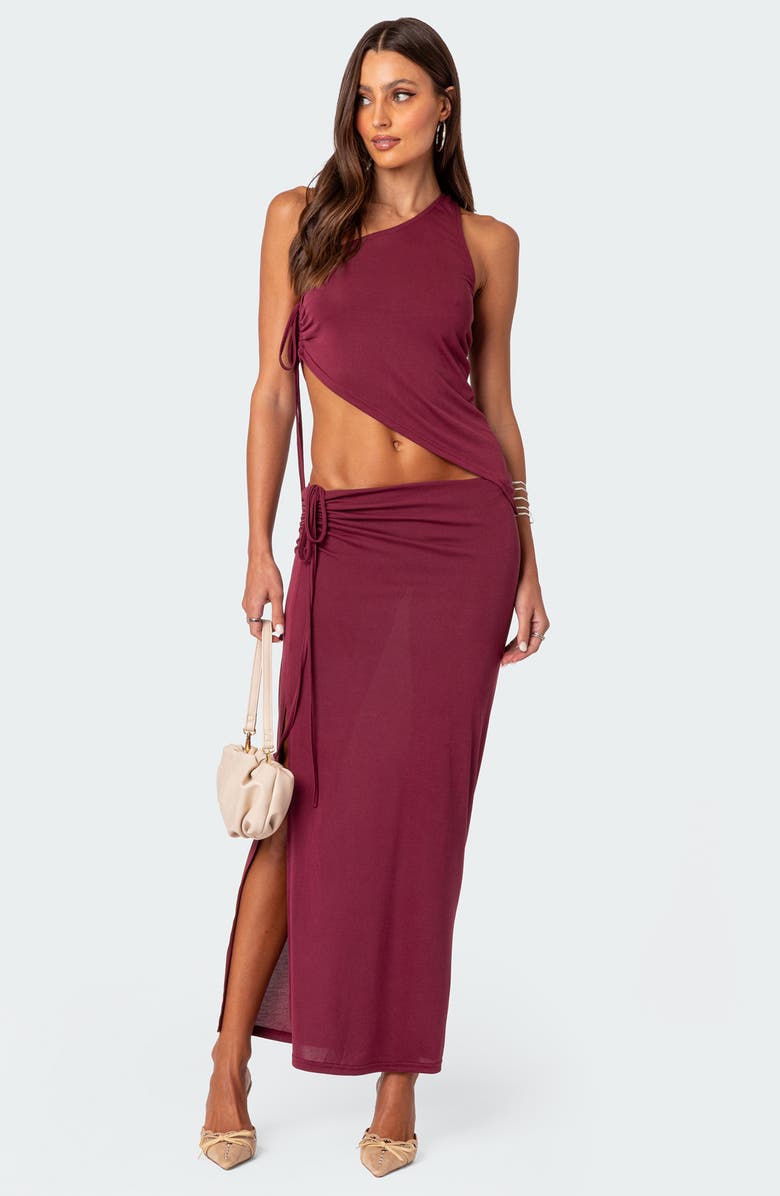 EDIKTED Frankie Drawstring Ruched Side Slit Skirt, Alternate, color, 