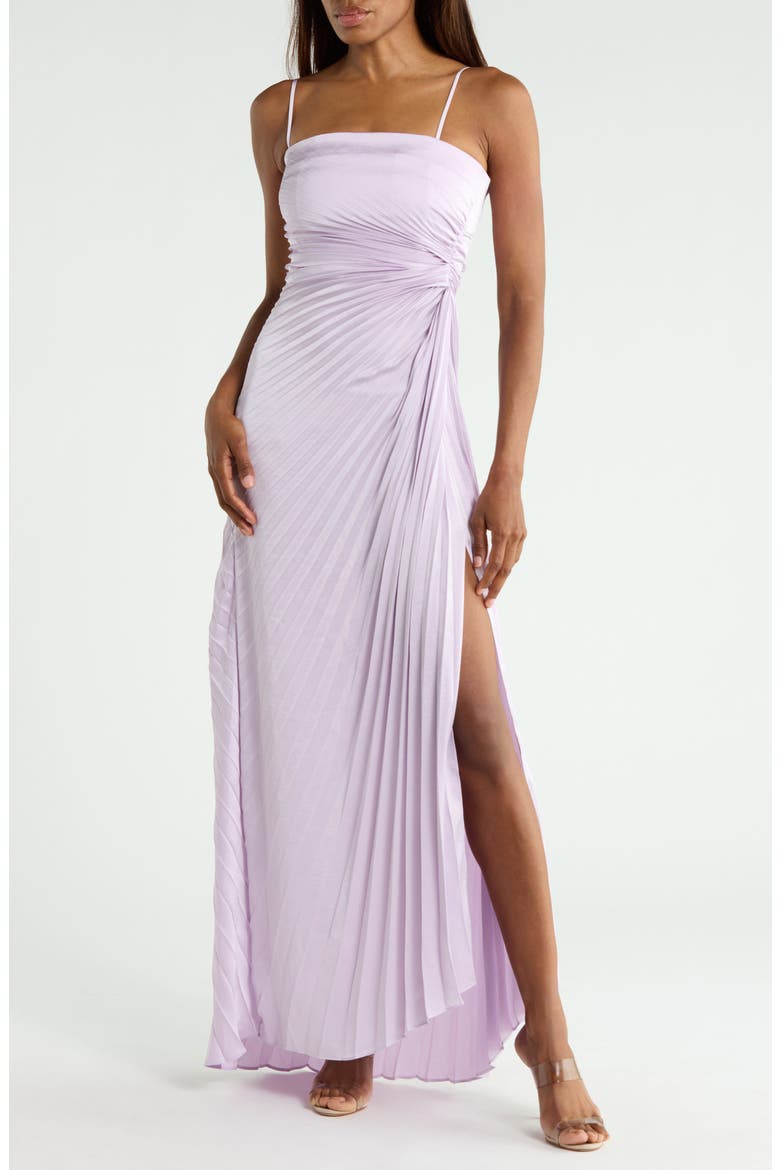 Layla Strapless Pleated Gown, Main, color, LILAC
