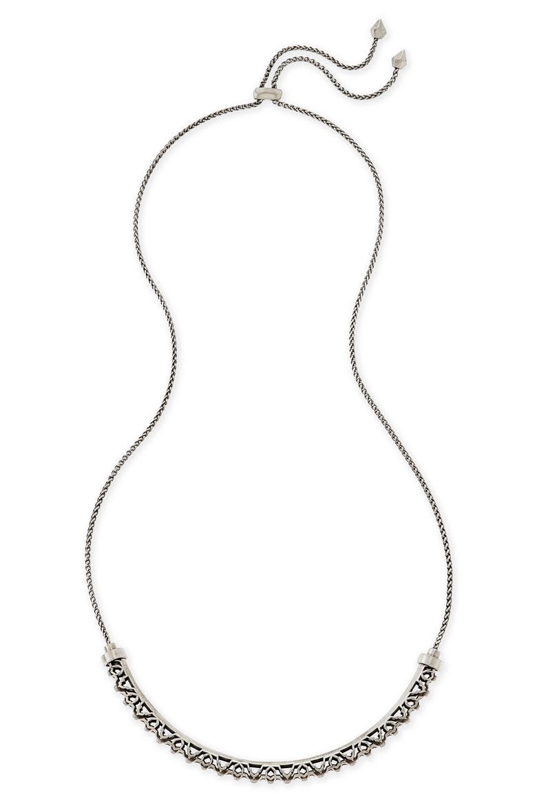 Lucy Necklace, Alternate, color, WHITE CZ/ ANTIQUE SILVER