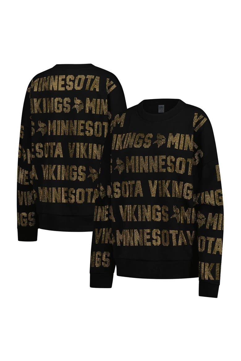 Women's Gameday Couture Black Minnesota Vikings Oversized Hype Era Rhinestone Text Sweatshirt, Main, color, Black