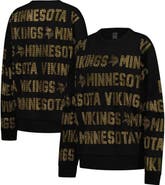 GAMEDAY COUTURE Women's Gameday Couture Black Minnesota Vikings Oversized Hype Era Rhinestone Text Sweatshirt