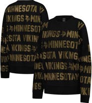 GAMEDAY COUTURE Women's Gameday Couture Black Minnesota Vikings Oversized Hype Era Rhinestone Text Sweatshirt