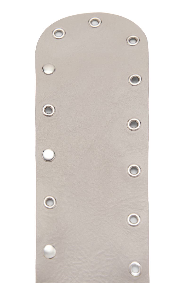 MANGO Wide Leather Belt with Eyelets, Alternate, color, Ice Grey