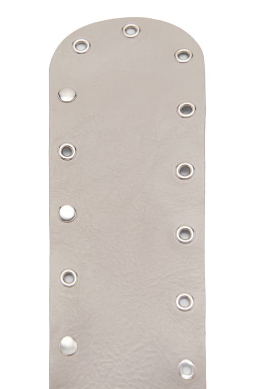 Mango Wide Leather Belt With Eyelets In Gray