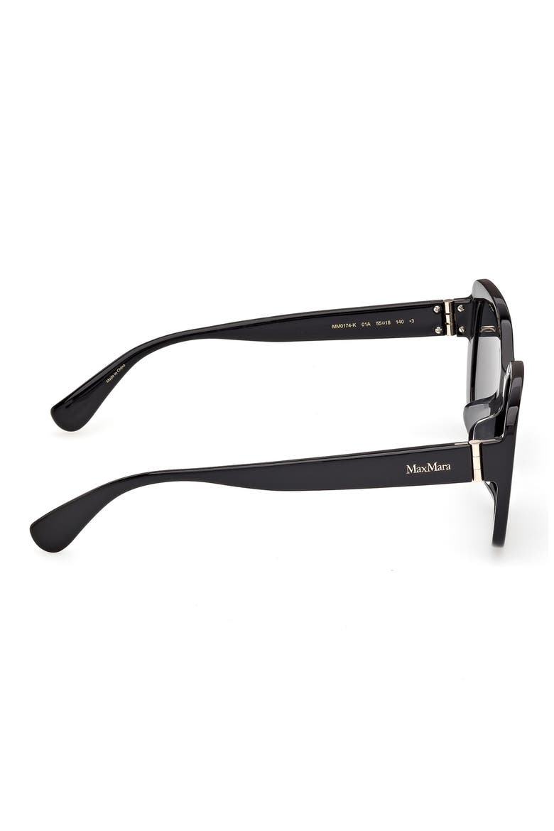 55mm Rectangular Sunglasses, Alternate, color, SHINY BLACK / SMOKE