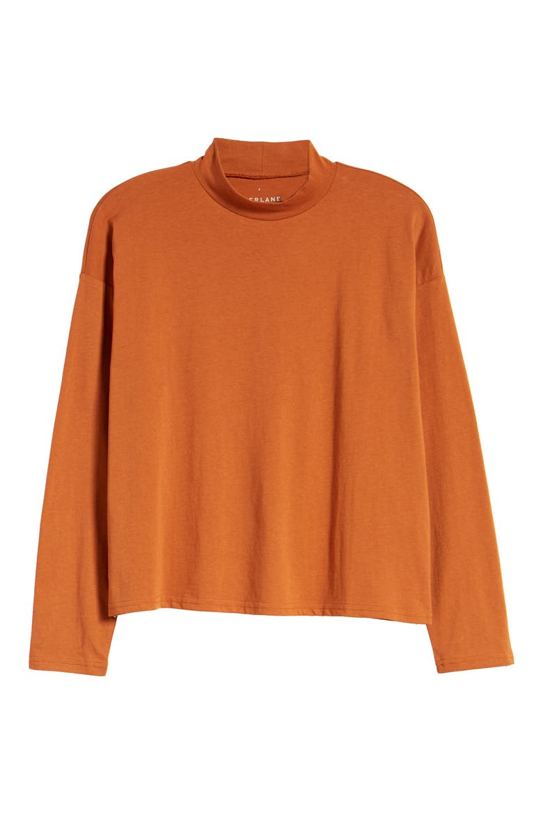 The Square Mock Neck Tee, Main, color, AUTUMN LEAF