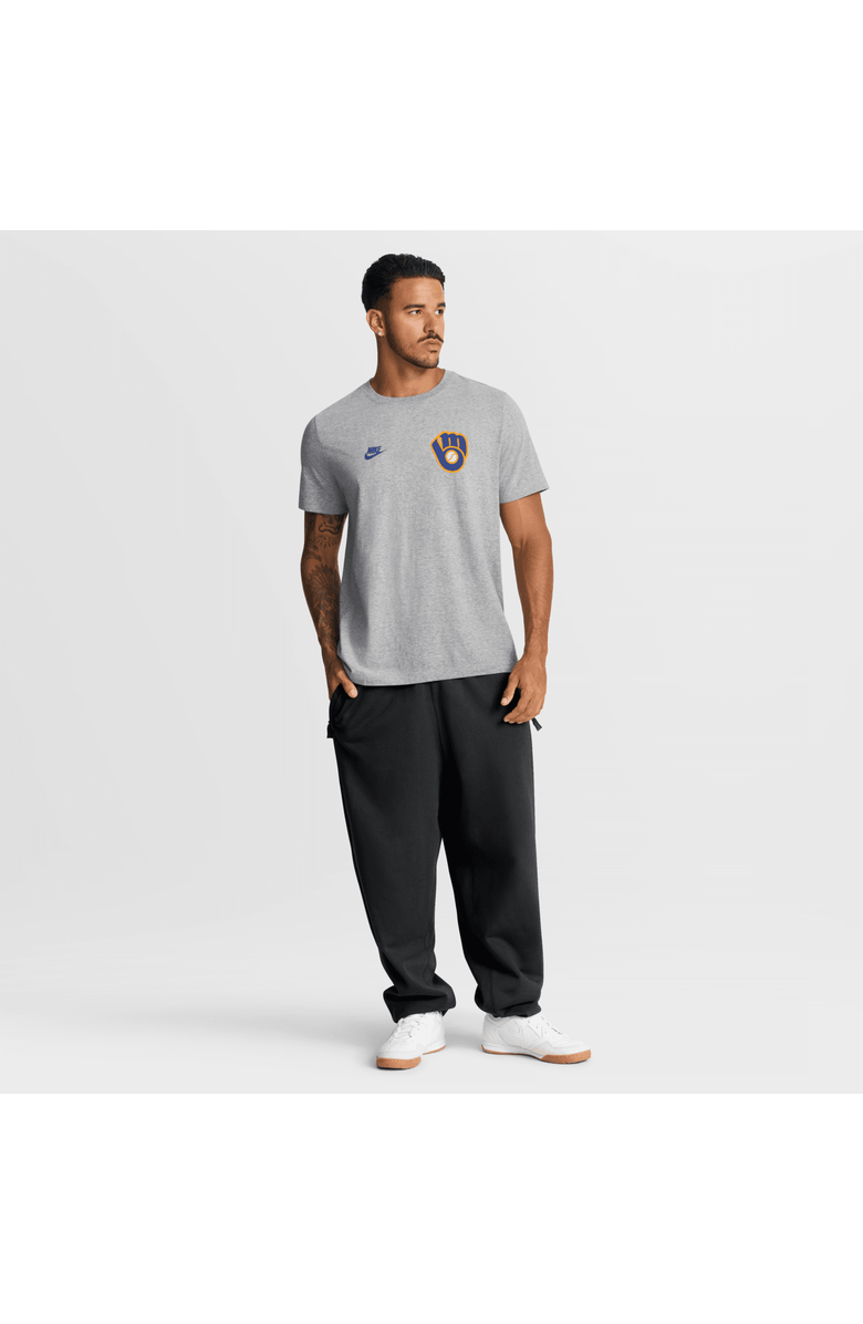 Nike Men's Nike Heather Gray Milwaukee Brewers Cooperstown 2-Hit T-Shirt, Alternate, color, Heather Gray