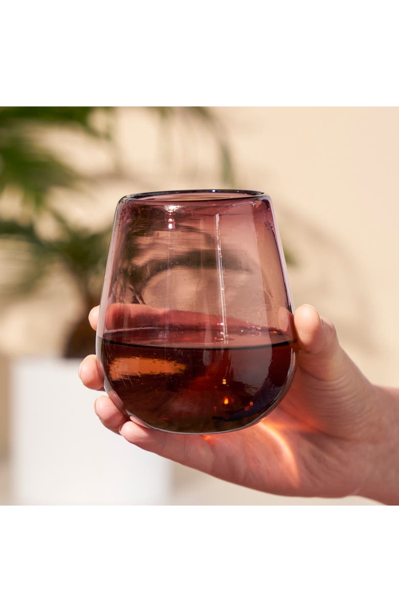 TWINE Segunda Vida Rosado Recycled Stemless Wine Glasses Set of 2, Alternate, color, Pink