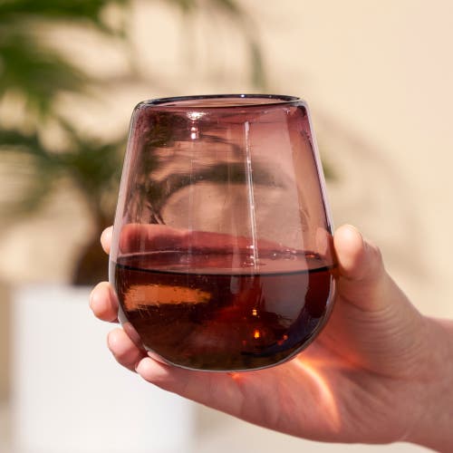 Twine Segunda Vida Rosado Recycled Stemless Wine Glasses Set Of 2 In Pink