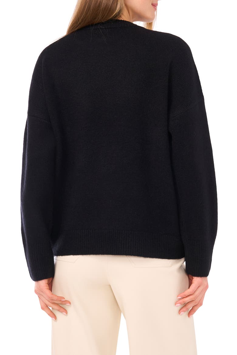 Floral Jacquard Sweater, Alternate, color, RICH BLACK