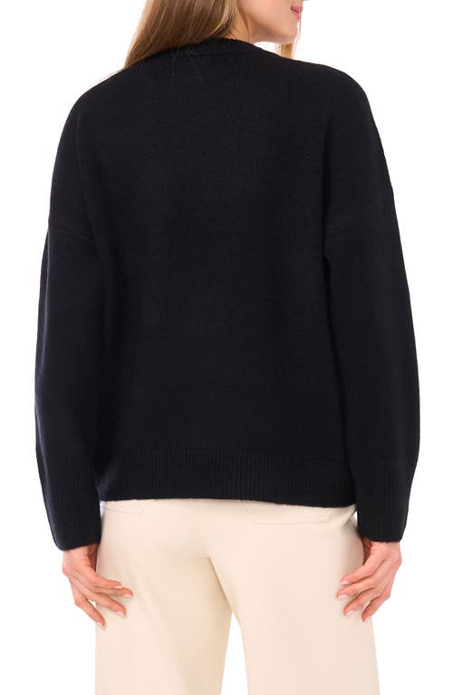 Vince Camuto Floral Jacquard Sweater In Black