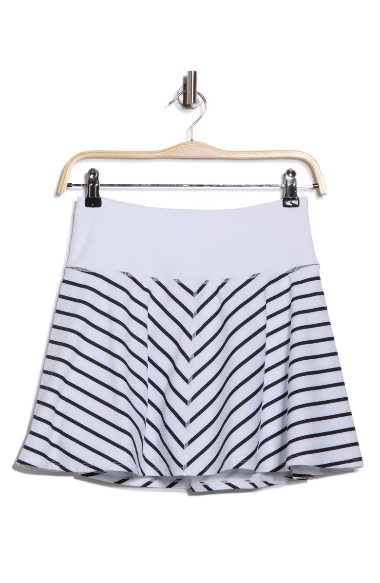 YOGALICIOUS Lux Stripe Match Point Skort, Alternate, color, White/ Black