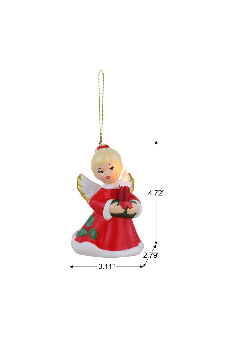 4.5" Nostalgic Ceramic Ornament - Angel with Candle, Alternate, color, Multicolor