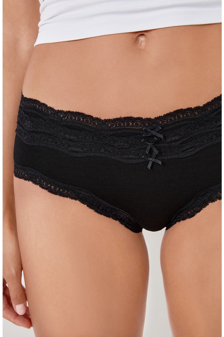 3-Pack Lace-Trimmed Bikini Panties, Alternate, color, BLACK