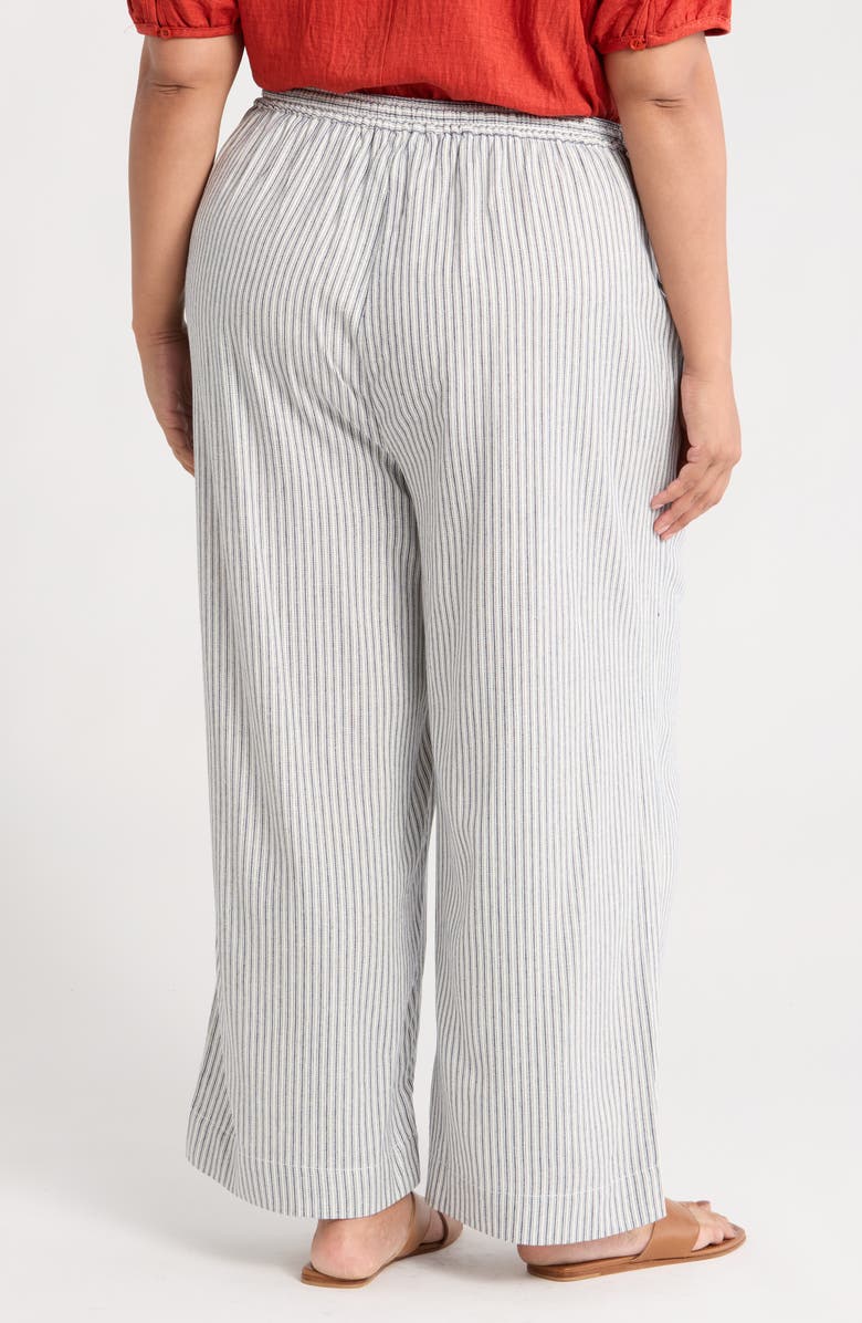 MAX STUDIO Drawstring Waist Crop Wide Leg Pants, Alternate, color, Navy Stripe