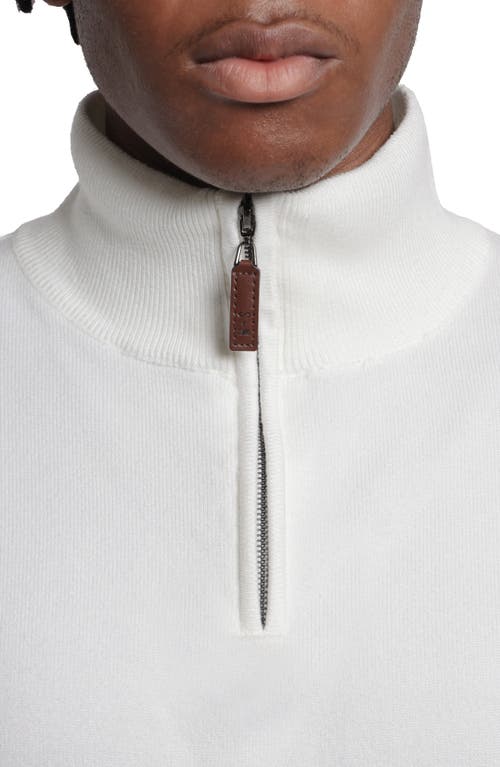 Shop Spring + Mercer Mock Neck Quarter Zip Sweater In Off White