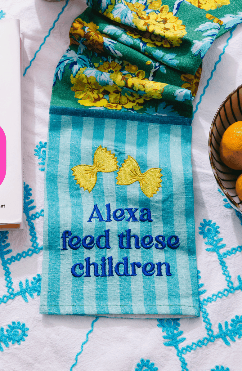 Furbish Alexa Feed the Children Dish Towel, Alternate, color, Teal