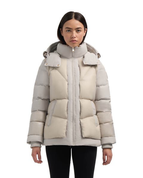 Vega Mixed Media Puffer Jacket with Removable Hood