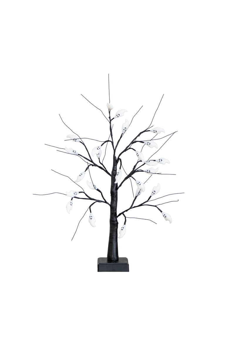 2-ft Pre-Lit Artificial Halloween Ghost Twig Tree with 24 Purple LED Lights, Main, color, Black