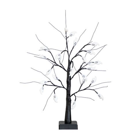2-ft Pre-Lit Artificial Halloween Ghost Twig Tree with 24 Purple LED Lights