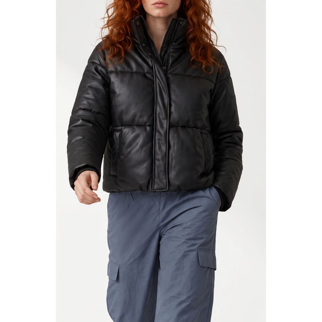 Noize Evita-x Water Resistant Crop Puffer Jacket In Espresso
