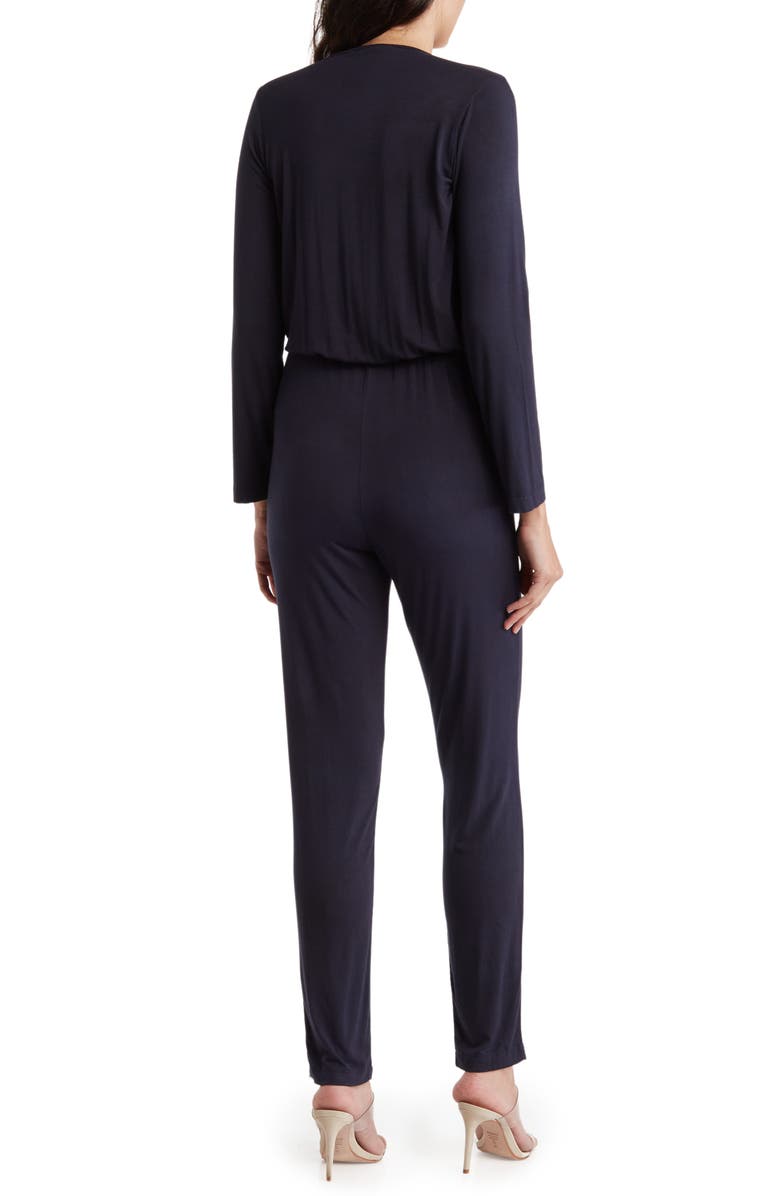 GO COUTURE Wrap Tie Waist Capri Jumpsuit, Alternate, color, Navy