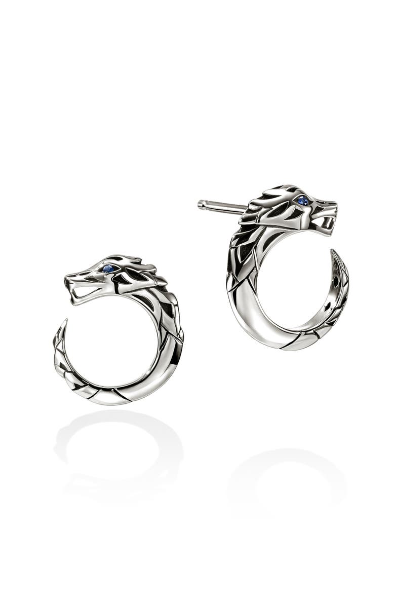John Hardy Naga Hoop Earrings in Sterling Silver, Main, color, Silver