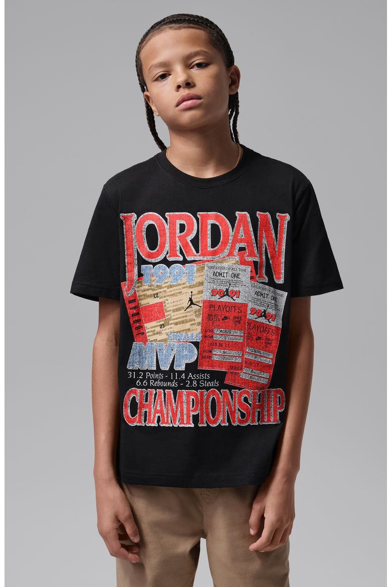 Kids' AJ6 91 Playoff Tix T-Shirt, Alternate, color, BLACK