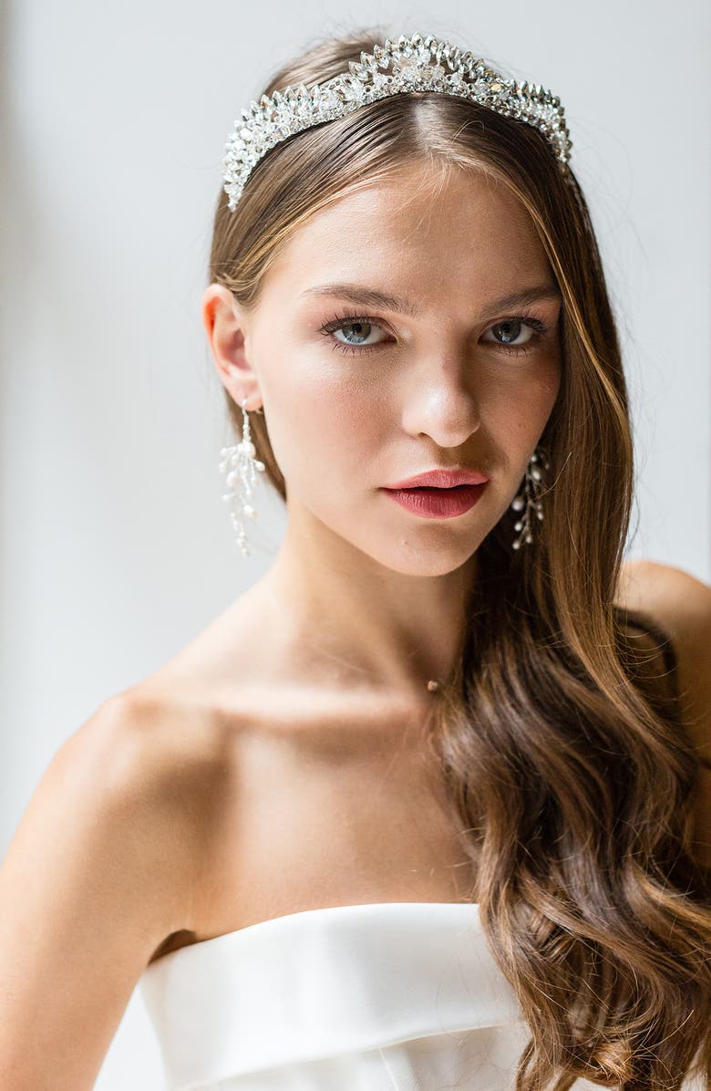 Brides & Hairpins Neyva Crystal Crown, Alternate, color, Silver