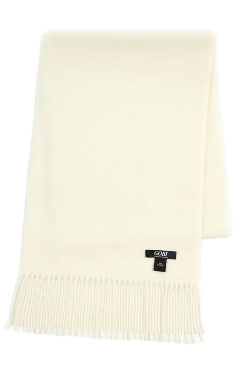 Gobi Mongolian Cashmere Cashmere Fringed Scarf In Off White