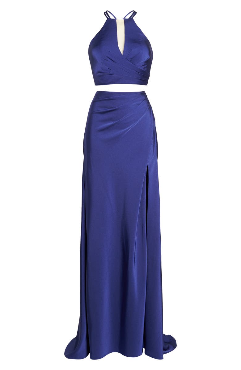 La Femme Strappy Two-Piece Sheath Gown, Alternate, color,