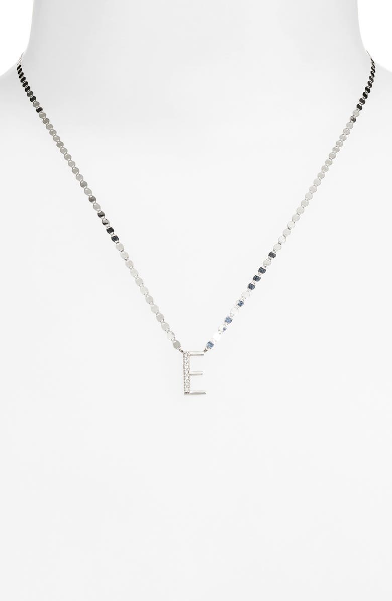 LANA 14K Gold Diamond Initial Pendant Necklace, Alternate, color, White Gold - E
