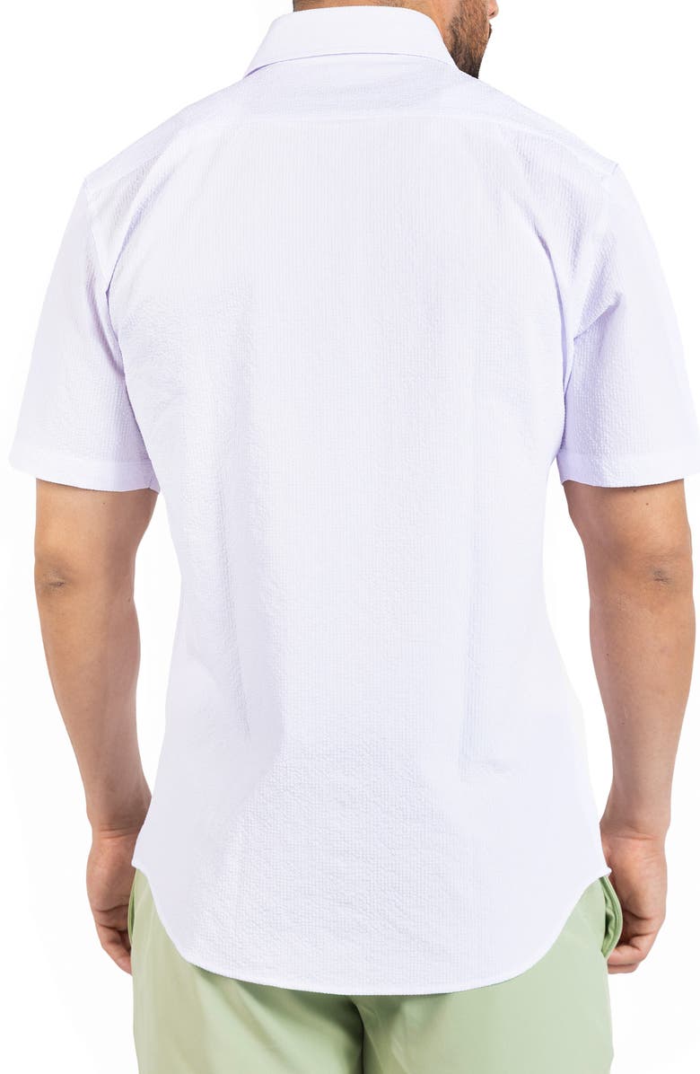 TailorByrd Seersucker Short Sleeve Button-Up Shirt, Alternate, color, White